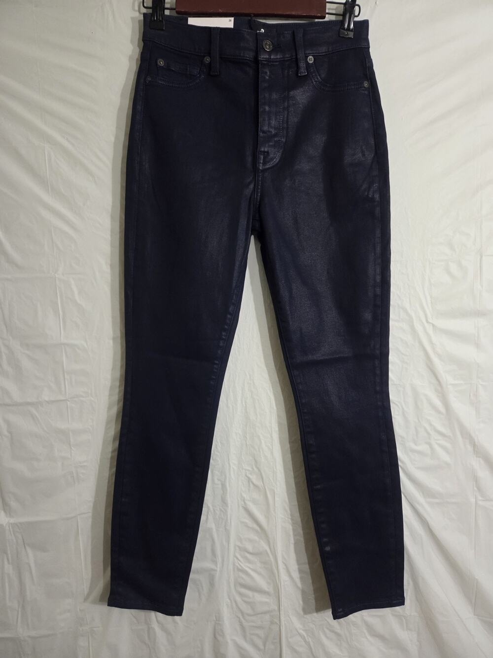 NWT 7 For All Mankind HighRise Ankle Skinny Coated Jeans Women 26 Royal Purple - Picture 1 of 12